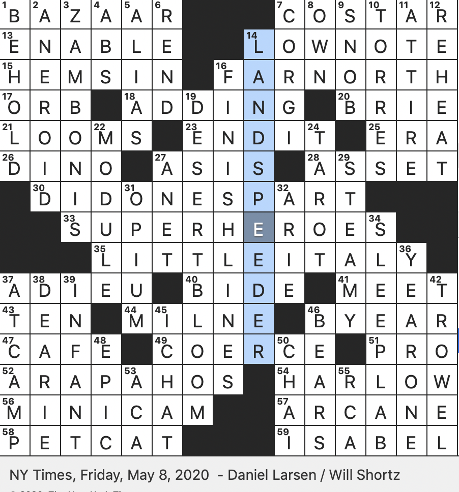 Rex Parker Does The NYT Crossword Puzzle Periodic Atacama Occurrence FRI 5 8 20 Its Exterior Is Edible Mold Penicillium Candidum Actress Gina Of Suits Yves Saint Laurent Perfume Since