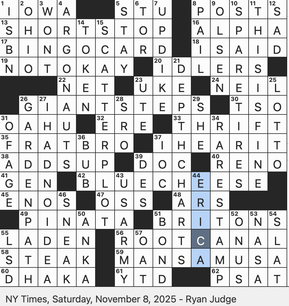 Rex Parker Does The NYT Crossword Puzzle R V Guy SAT 11 8 25 Overseer Of Artemis Accessory With A Grid Of Numbers Lucas s Younger Sister On Stranger Things Phrase
