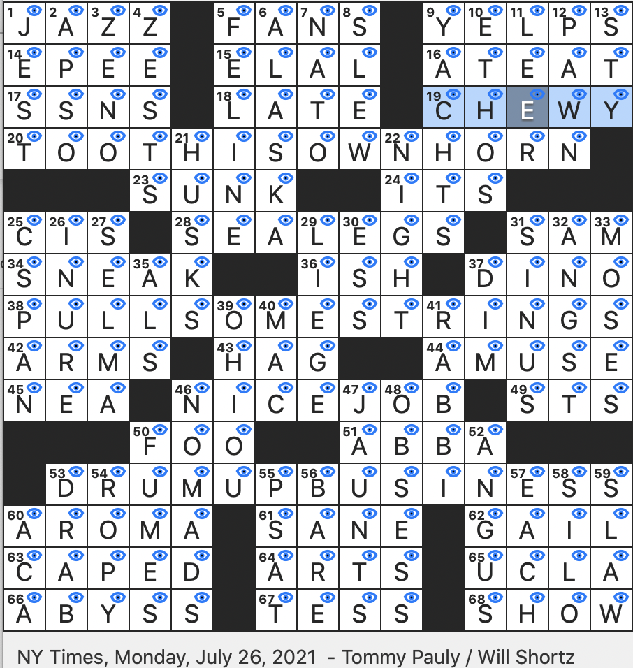 Rex Parker Does The NYT Crossword Puzzle What The Trio In This Puzzle s Clues Is Trying To Promote MON 7 26 21 Companion Of Frodo In The Lord Of The Rings