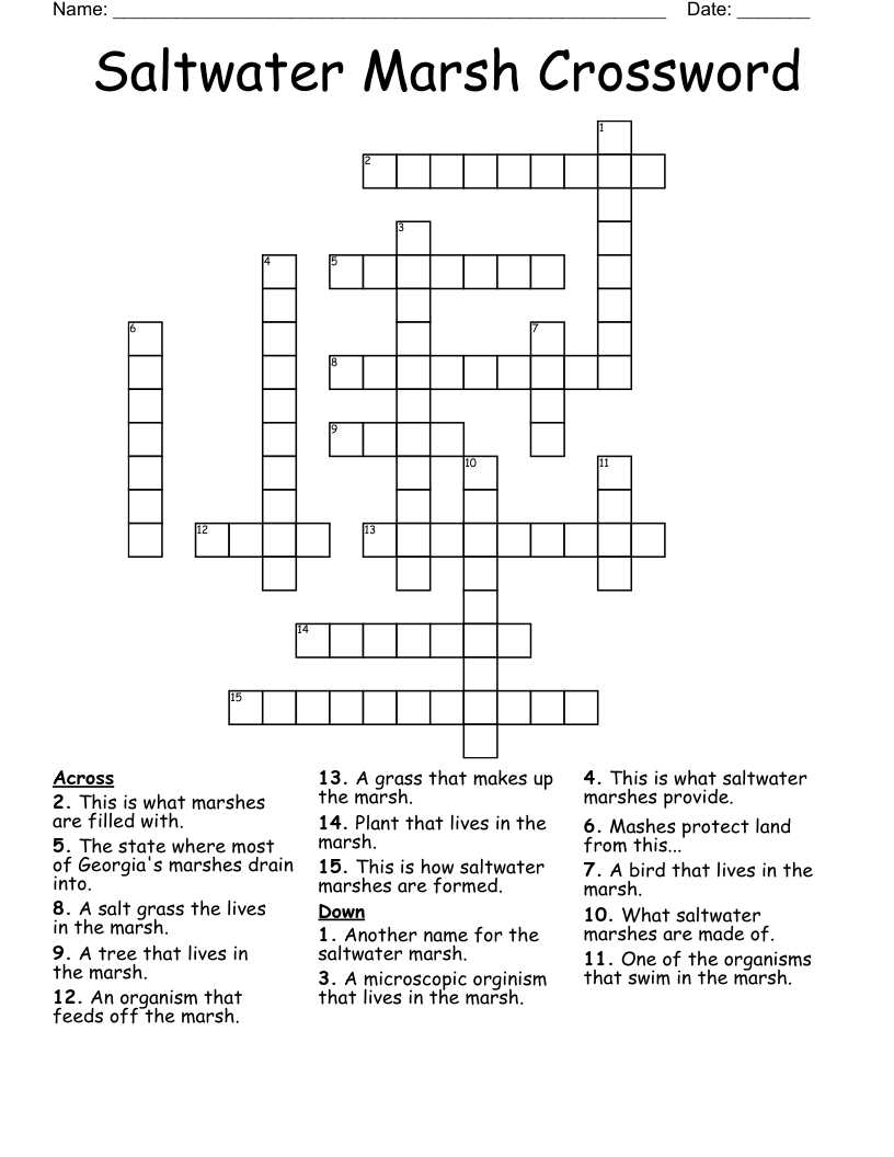 Saltwater Marsh Crossword WordMint
