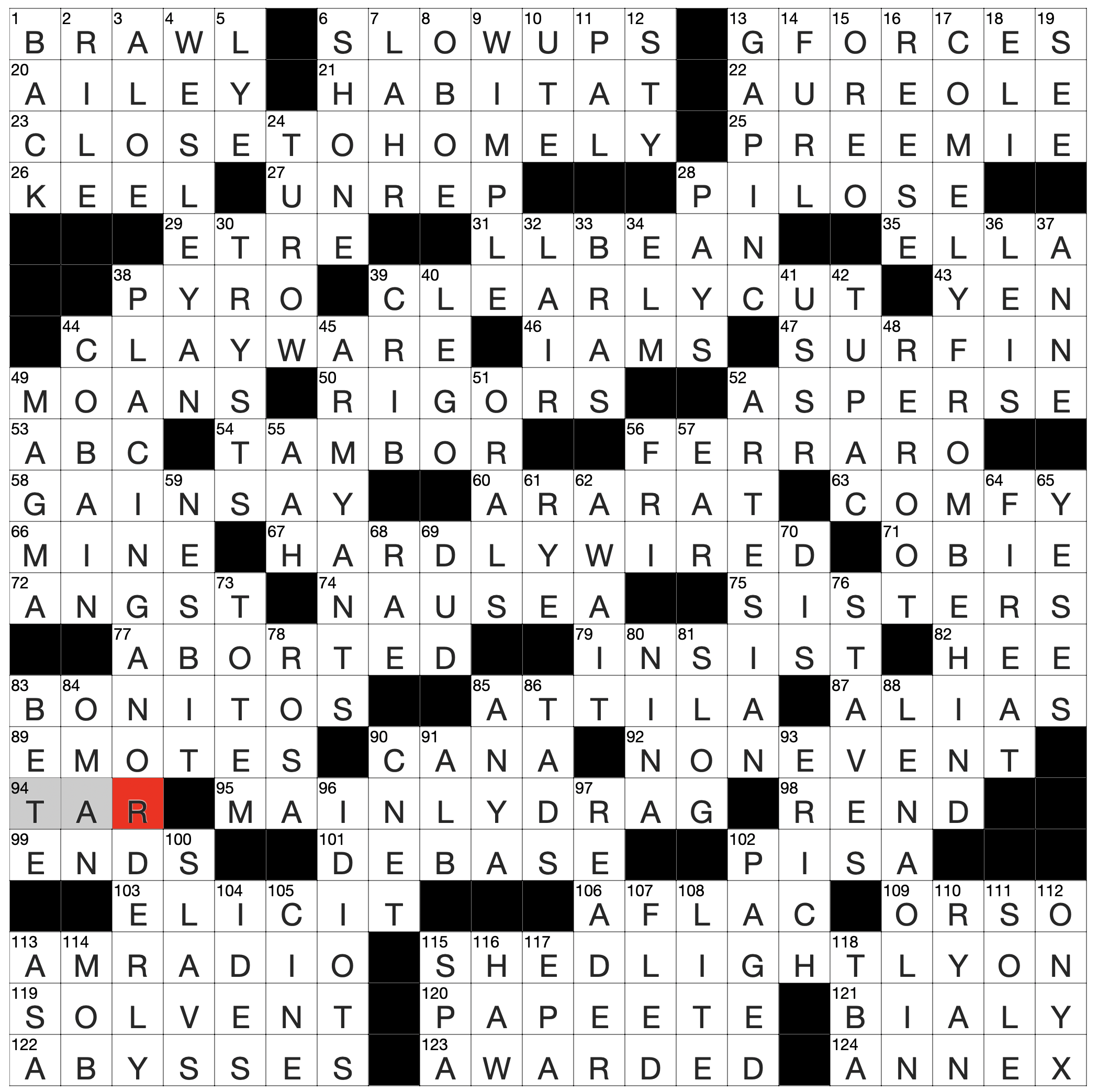 wsj crossword answers today