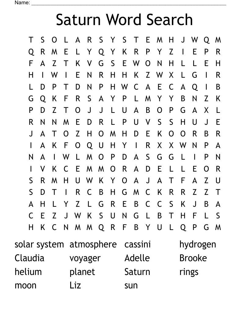 Saturn Word Search WordMint