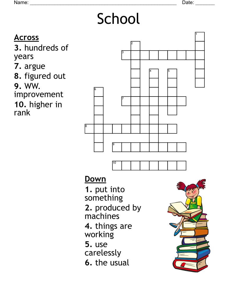 School Crossword WordMint School Crossword WordMint
