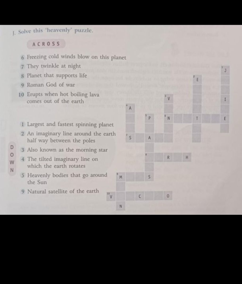 Solve This heavenly Puzzle ACROSS 6 Freezing Cold Winds Blow On This 