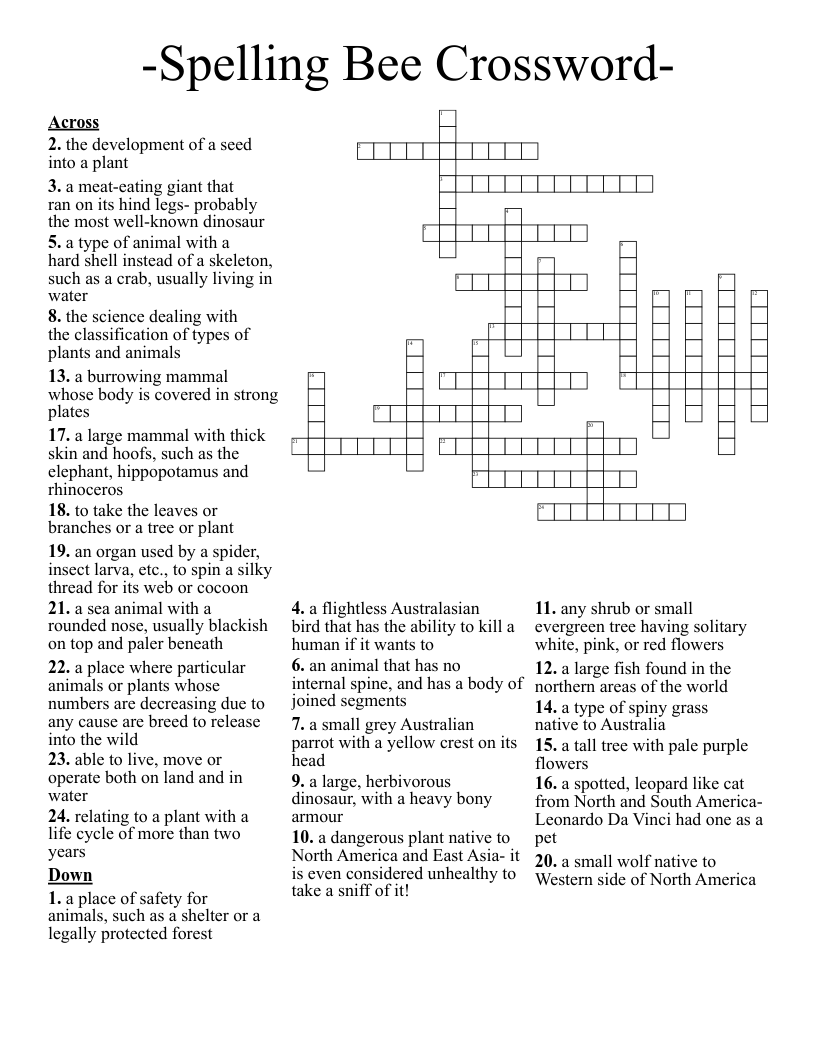 Spelling Bee Crossword WordMint