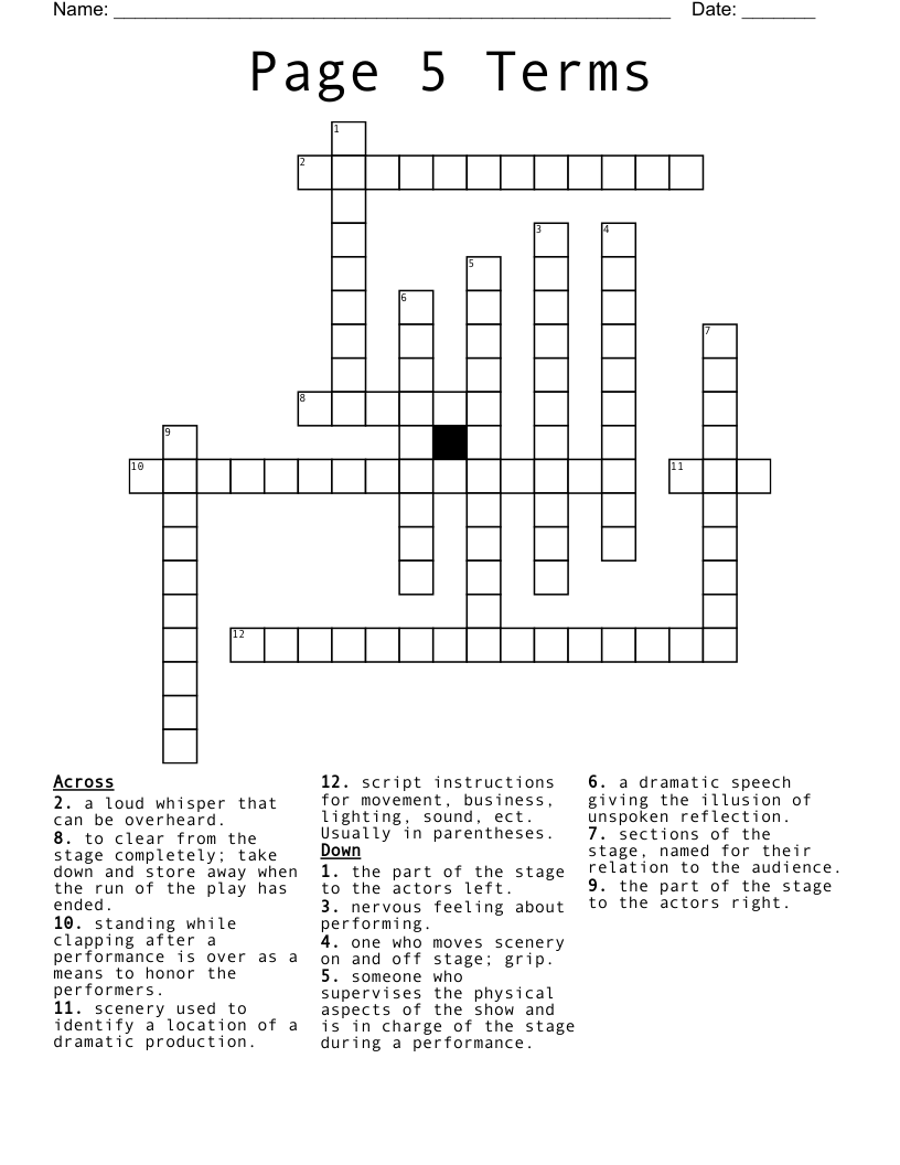 Stage Fright On A Summer Night Word Search WordMint
