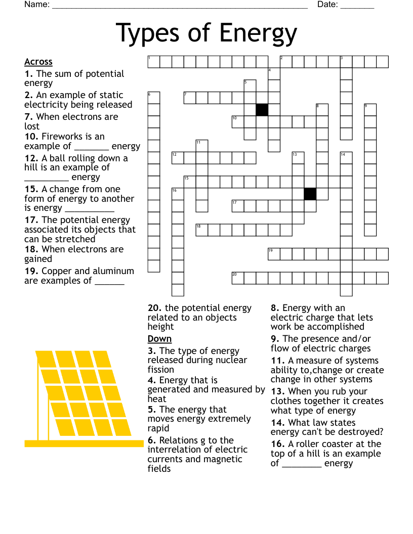 Static Electricity Crossword WordMint