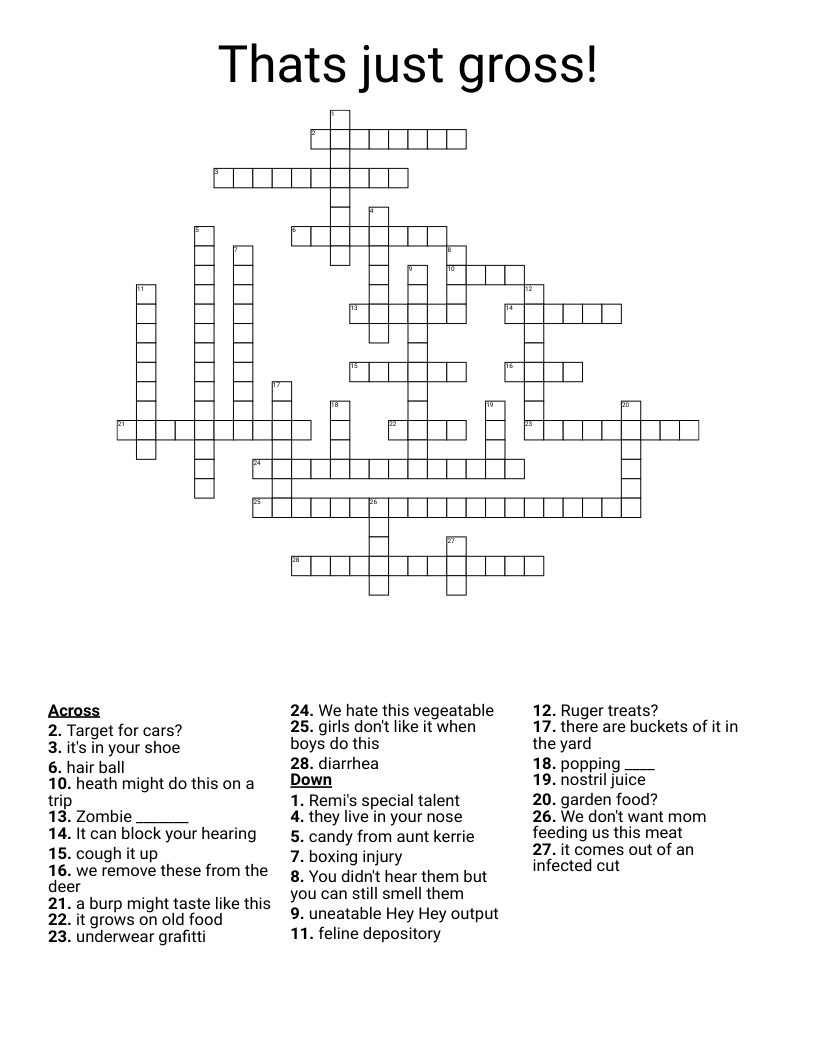 Thats Just Gross Crossword WordMint