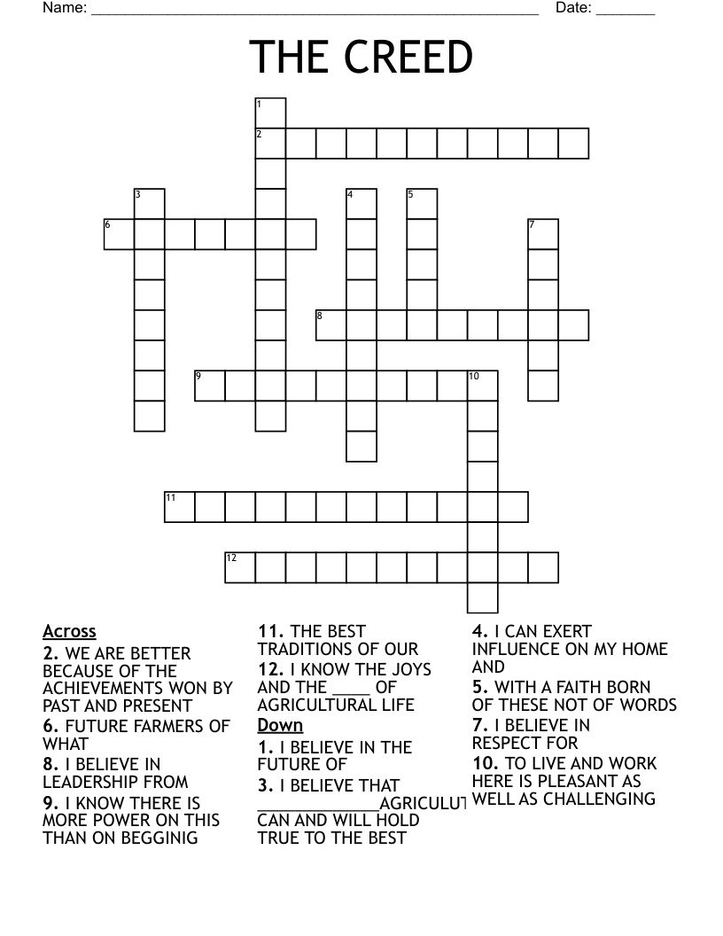THE CREED Crossword WordMint