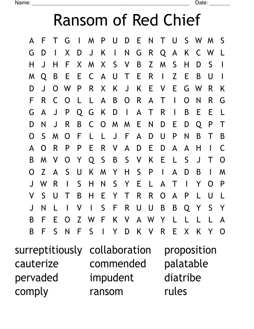 The Ransom Of Red Chief Crossword WordMint