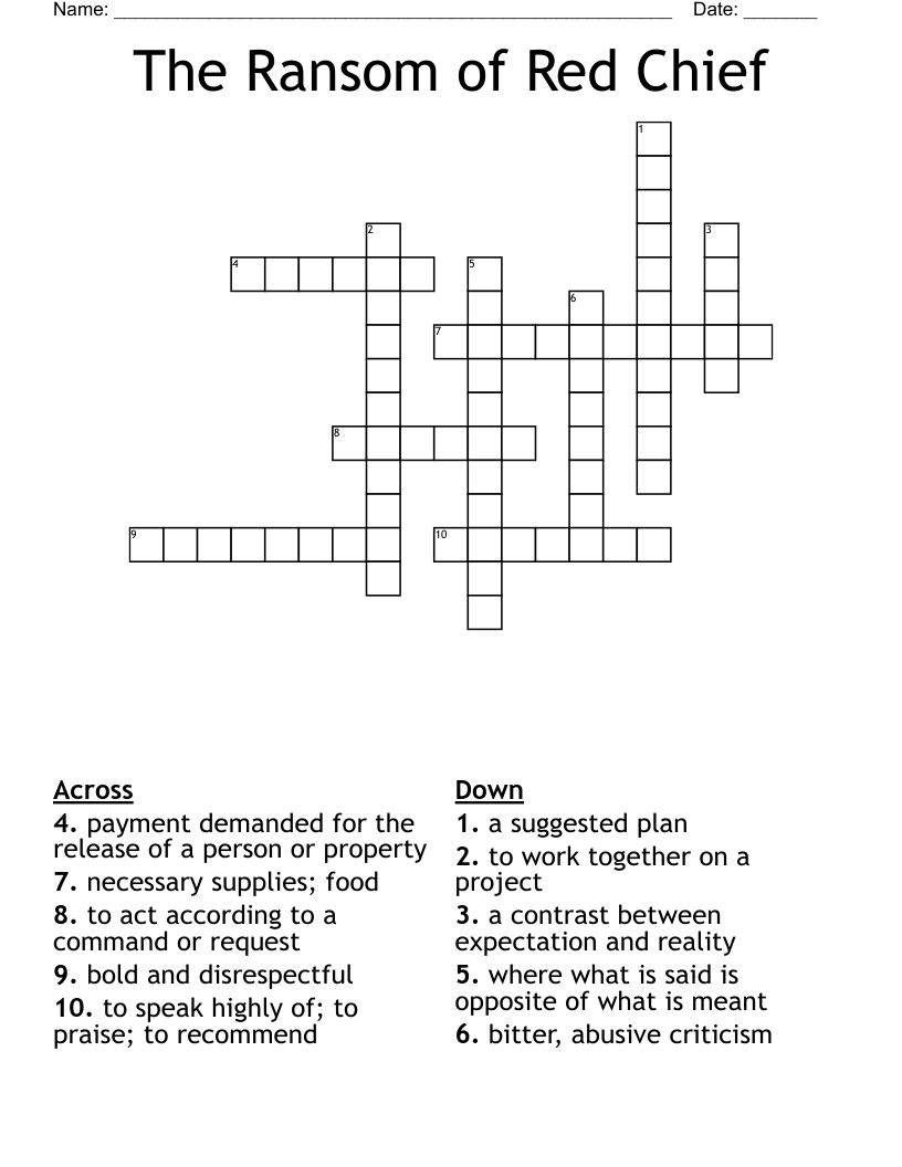 The Ransom Of Red Chief Crossword WordMint