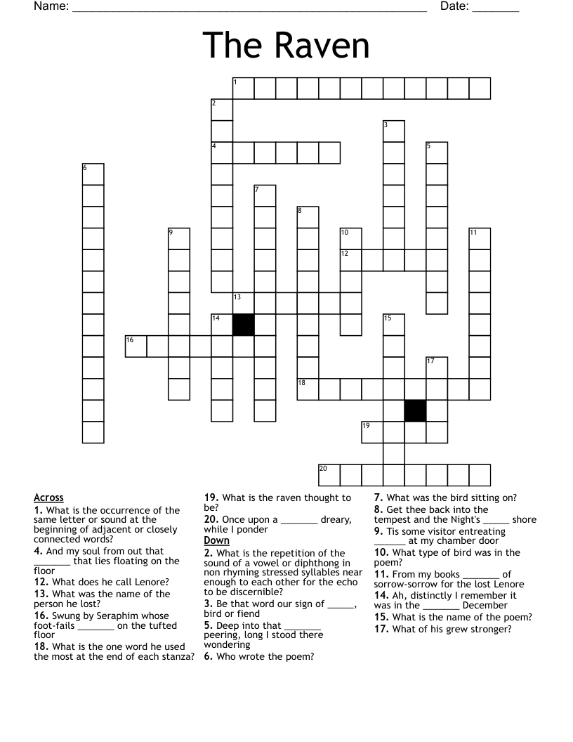 The Raven Crossword WordMint