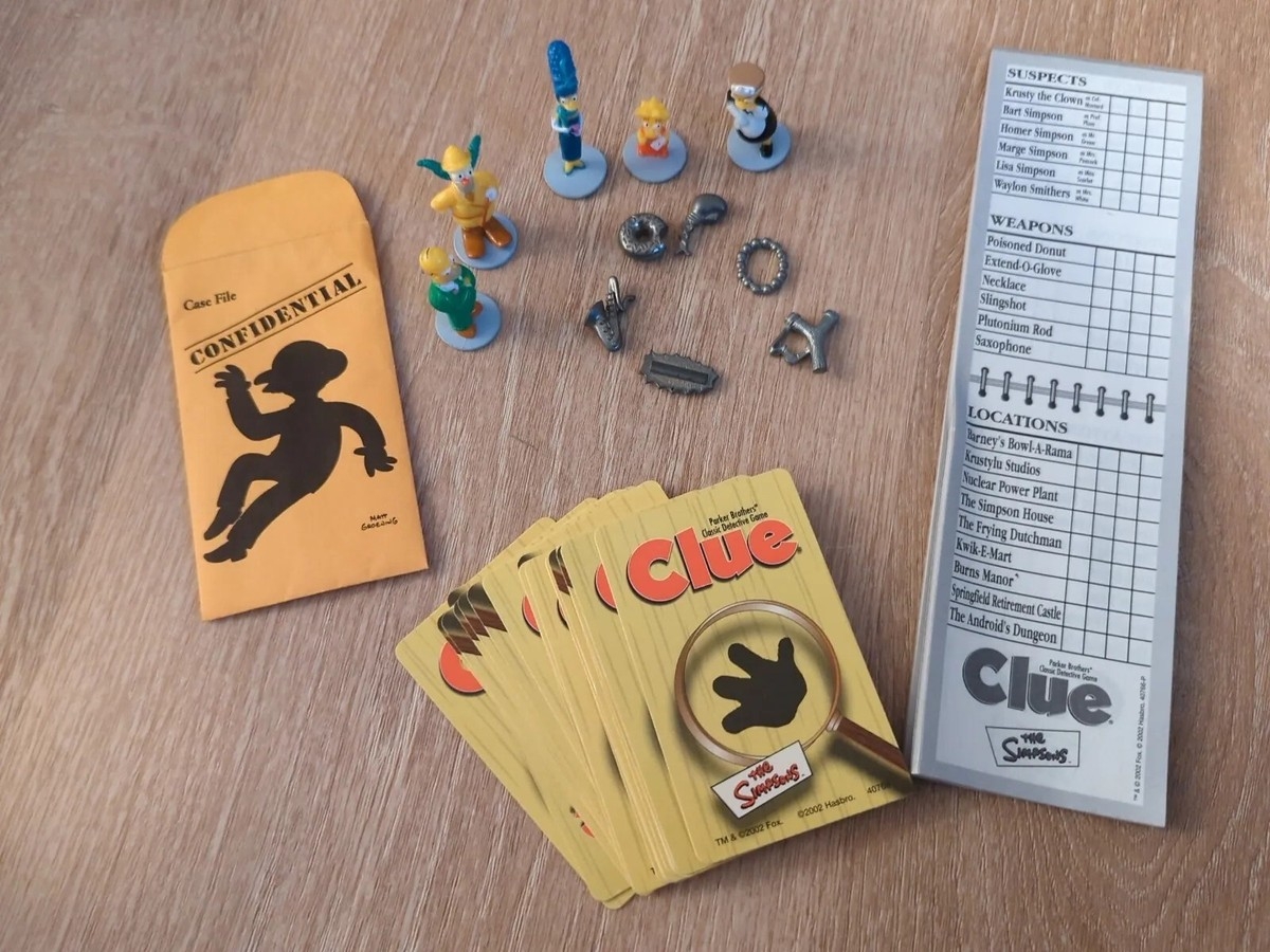 The Simpsons Figures Weapons Tokens Sheet Replacement Pieces CLUE Board Game EBay