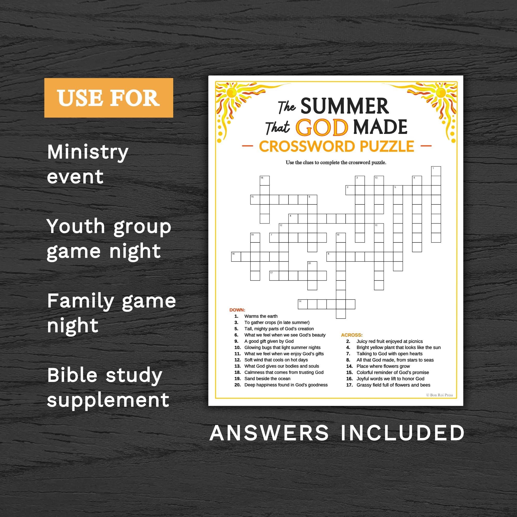 bible camp genre crossword clue