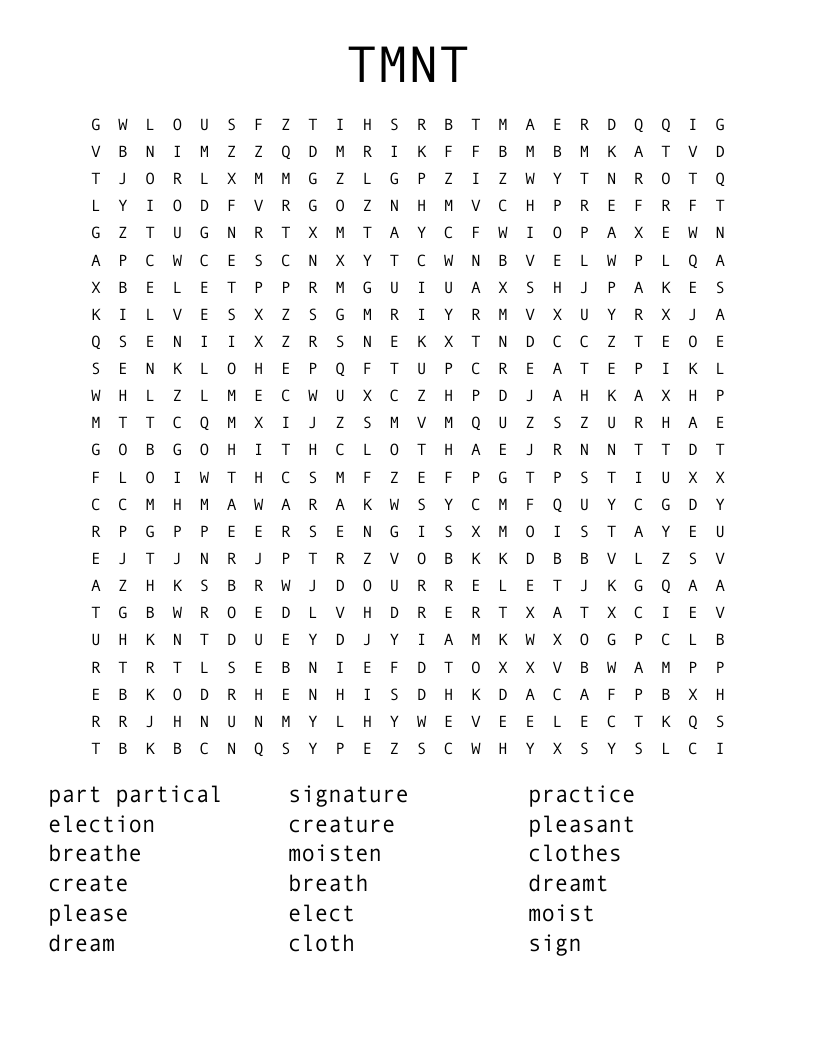 TMNT Word Search WordMint TMNT Word Search WordMint