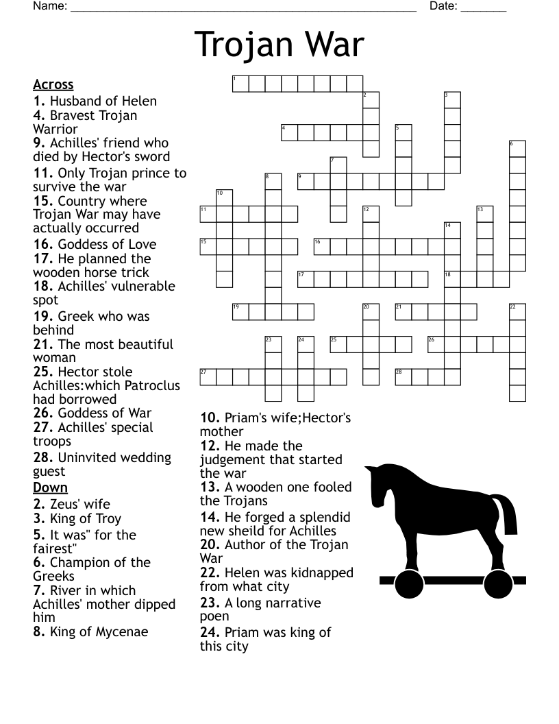 Trojan War Crossword WordMint