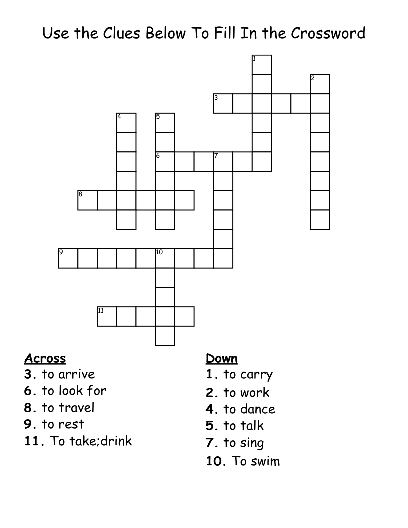 Use The Clues Below To Fill In The Crossword WordMint