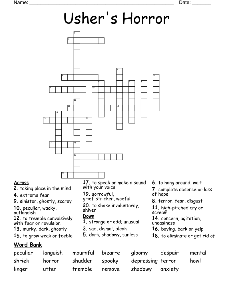 Usher s Horror Crossword WordMint