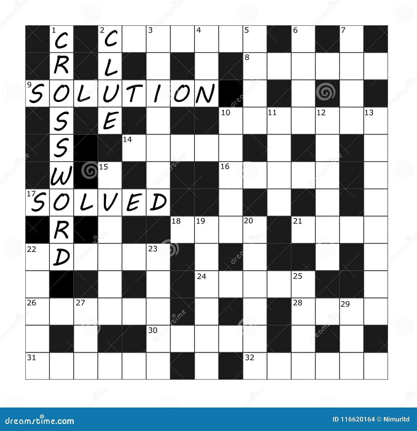 Vector Crossword Grid Part Completed With Words Stock Vector Illustration Of Solved Solution 116620164