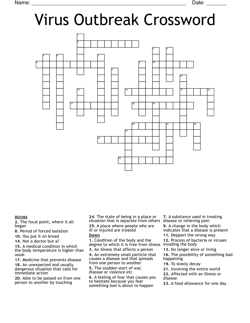 Virus Outbreak Crossword WordMint
