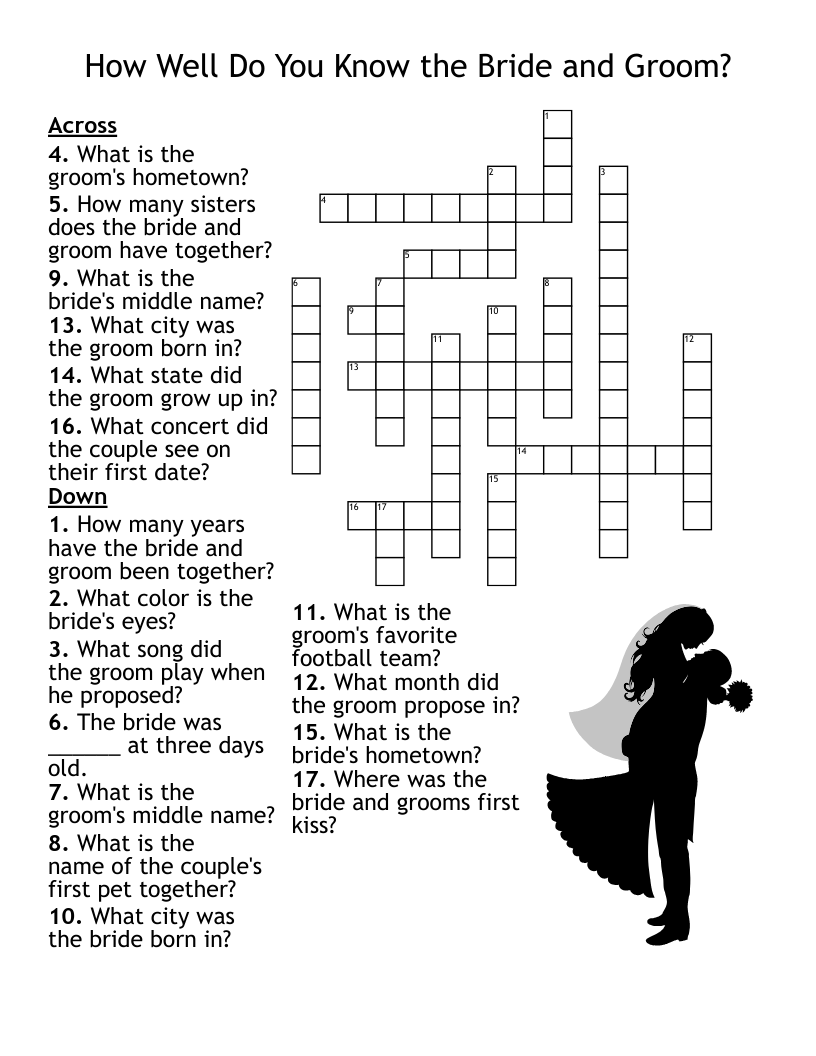 Wedding Crossword WordMint