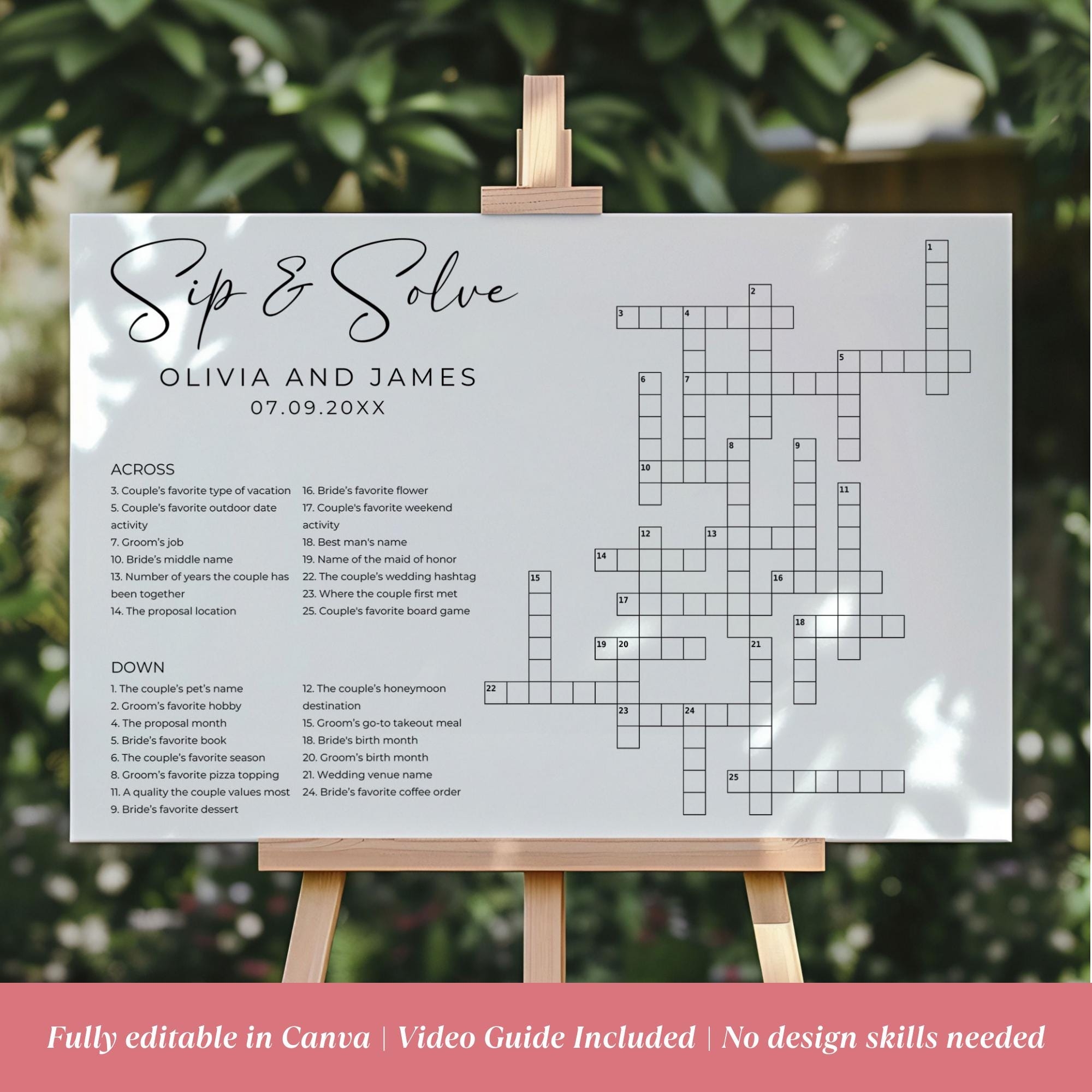 Wedding Crosswords Etsy