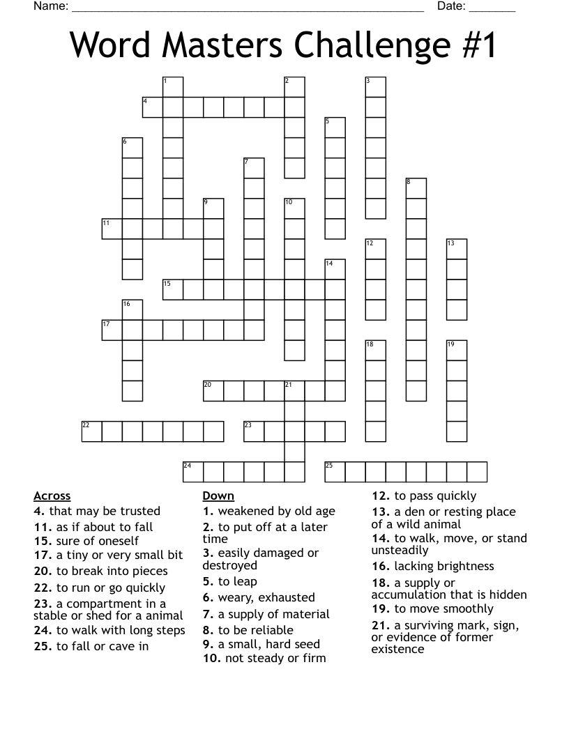 Word Masters Challenge 1 Crossword WordMint