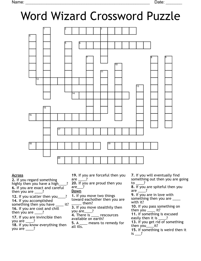 Word Wizard Crossword Puzzle WordMint Word Wizard Crossword Puzzle WordMint