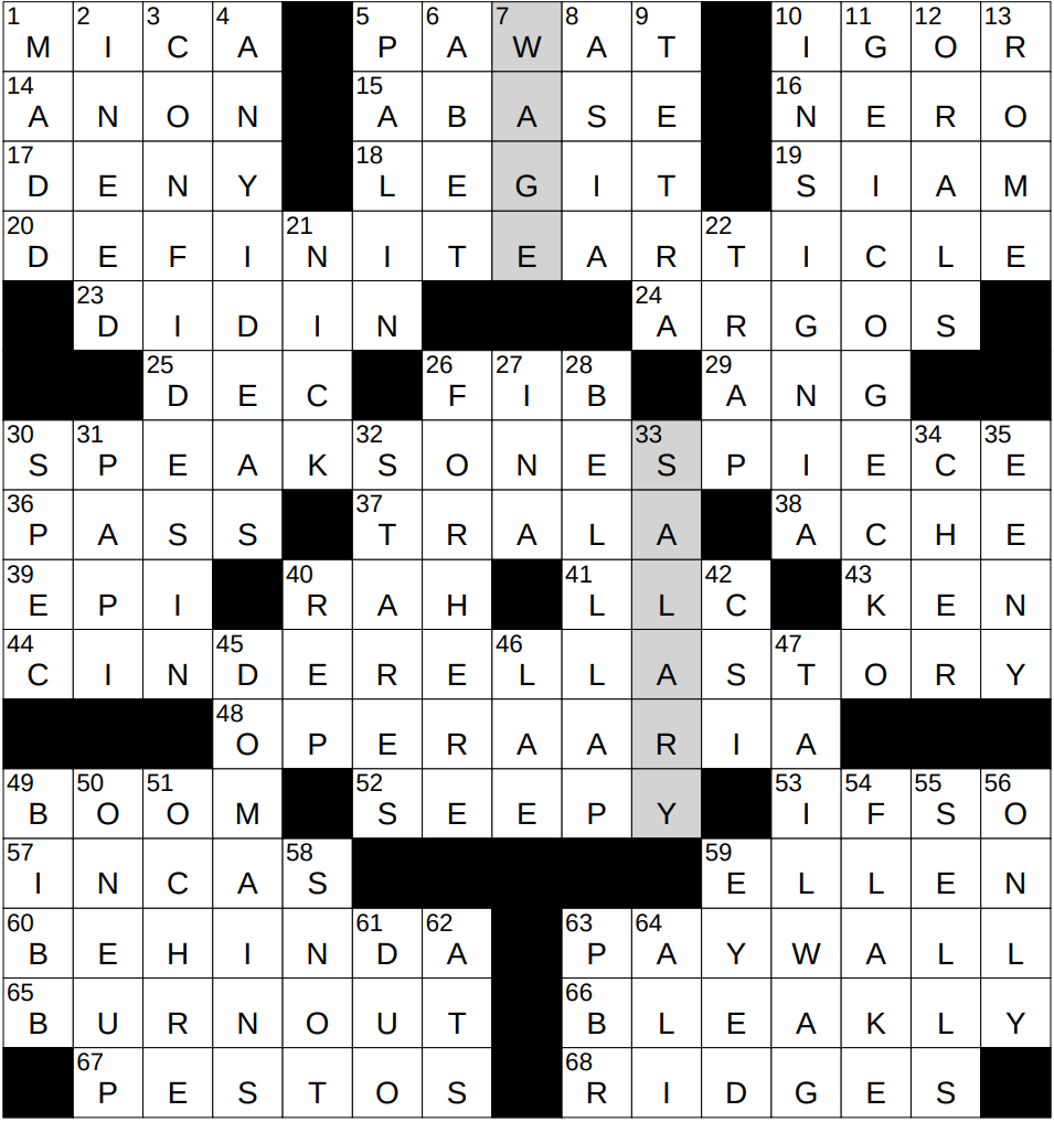 0212 25 NY Times Crossword 12 Feb 25 Wednesday NYXCrossword