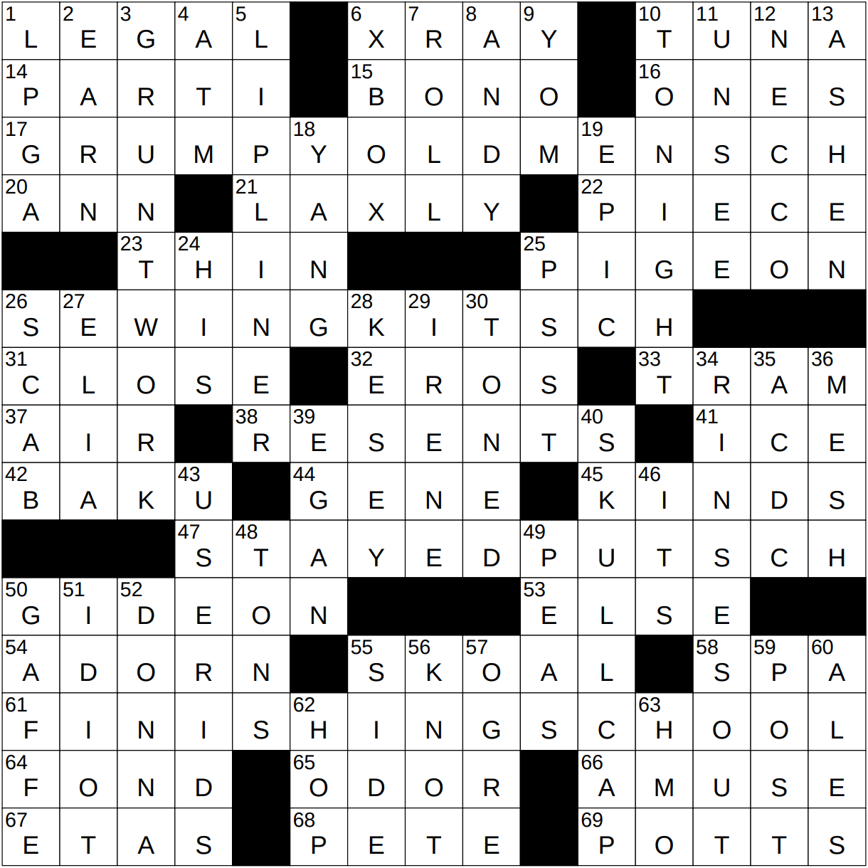 fool in yiddish slang crossword