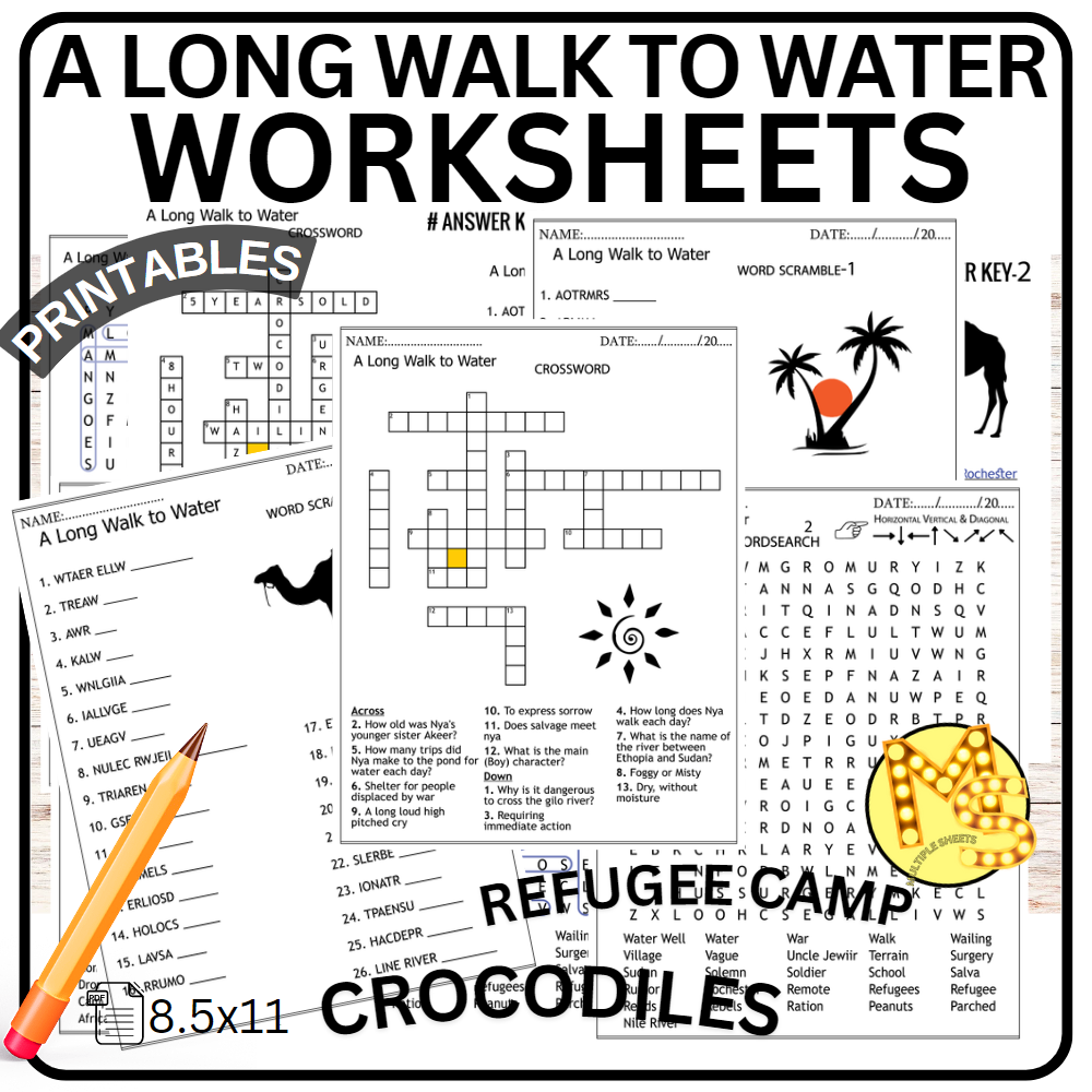 A Long Walk To Water Worksheets Crossword Word Scramble Word Search Made By Teachers