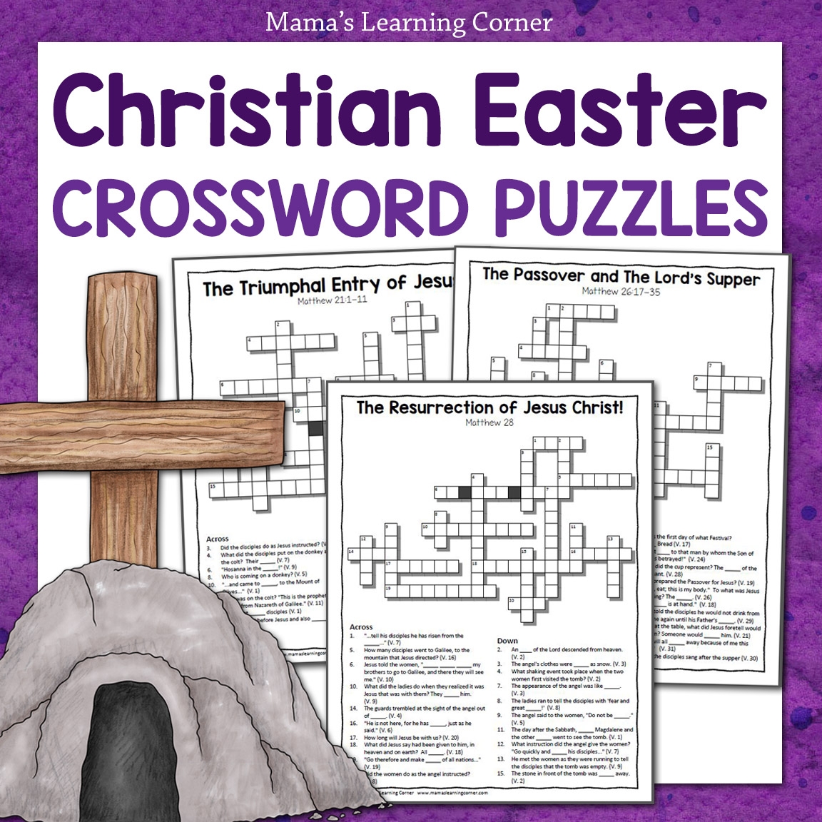 Christian Easter Crossword Puzzles Bible Study Printable Packet Mamas Learning Corner