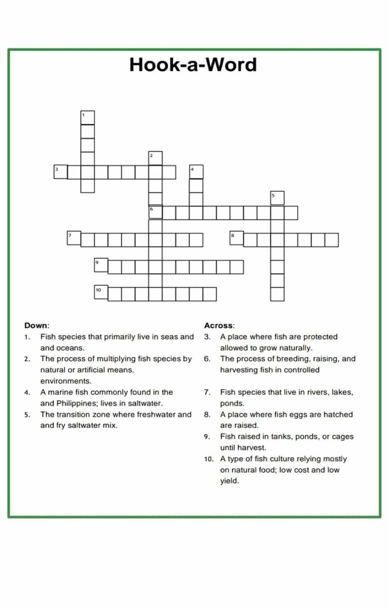 Complete The Crossword Puzzle Based On The Clues Provided Down Fish Sp 