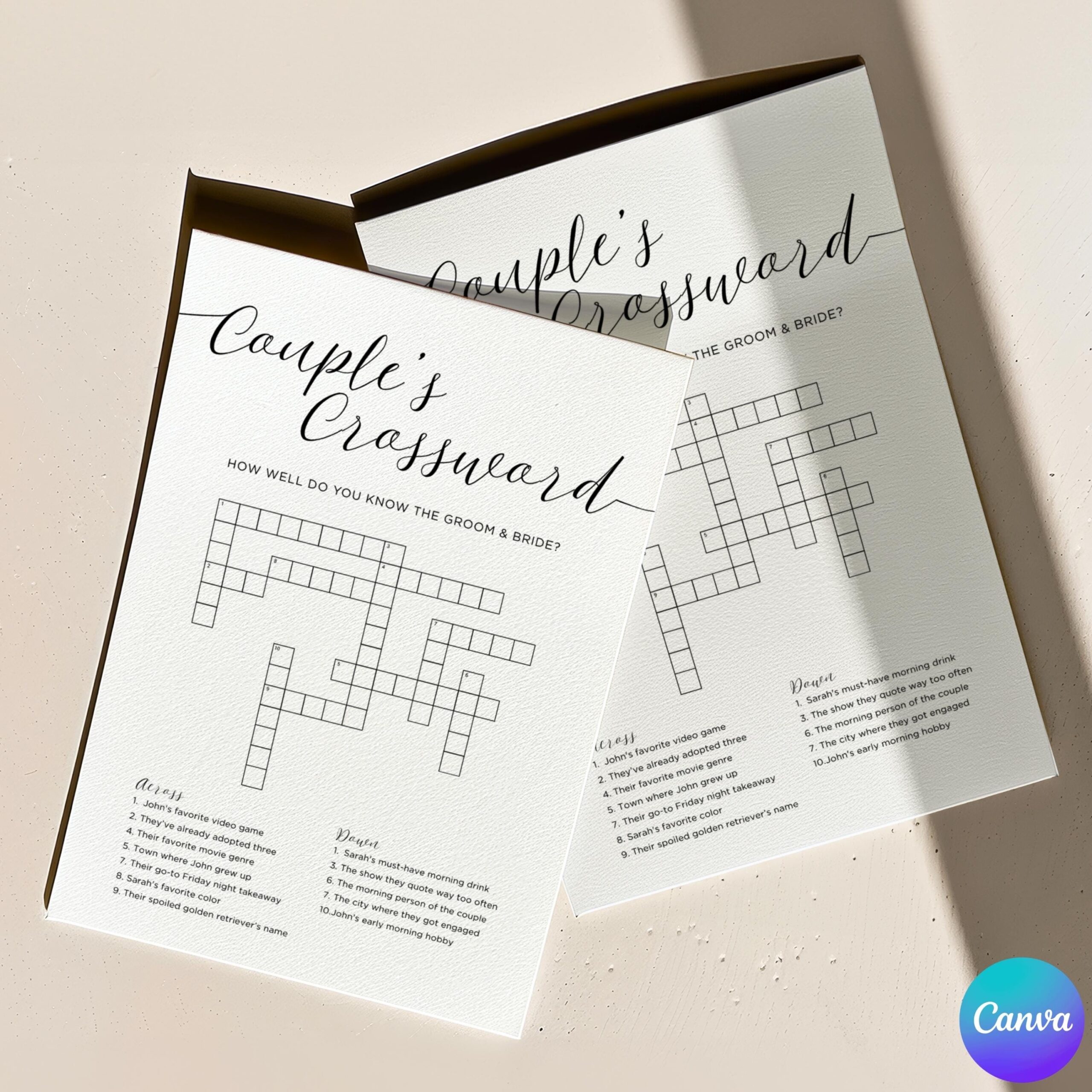 Couple Crossword Puzzle Etsy UK