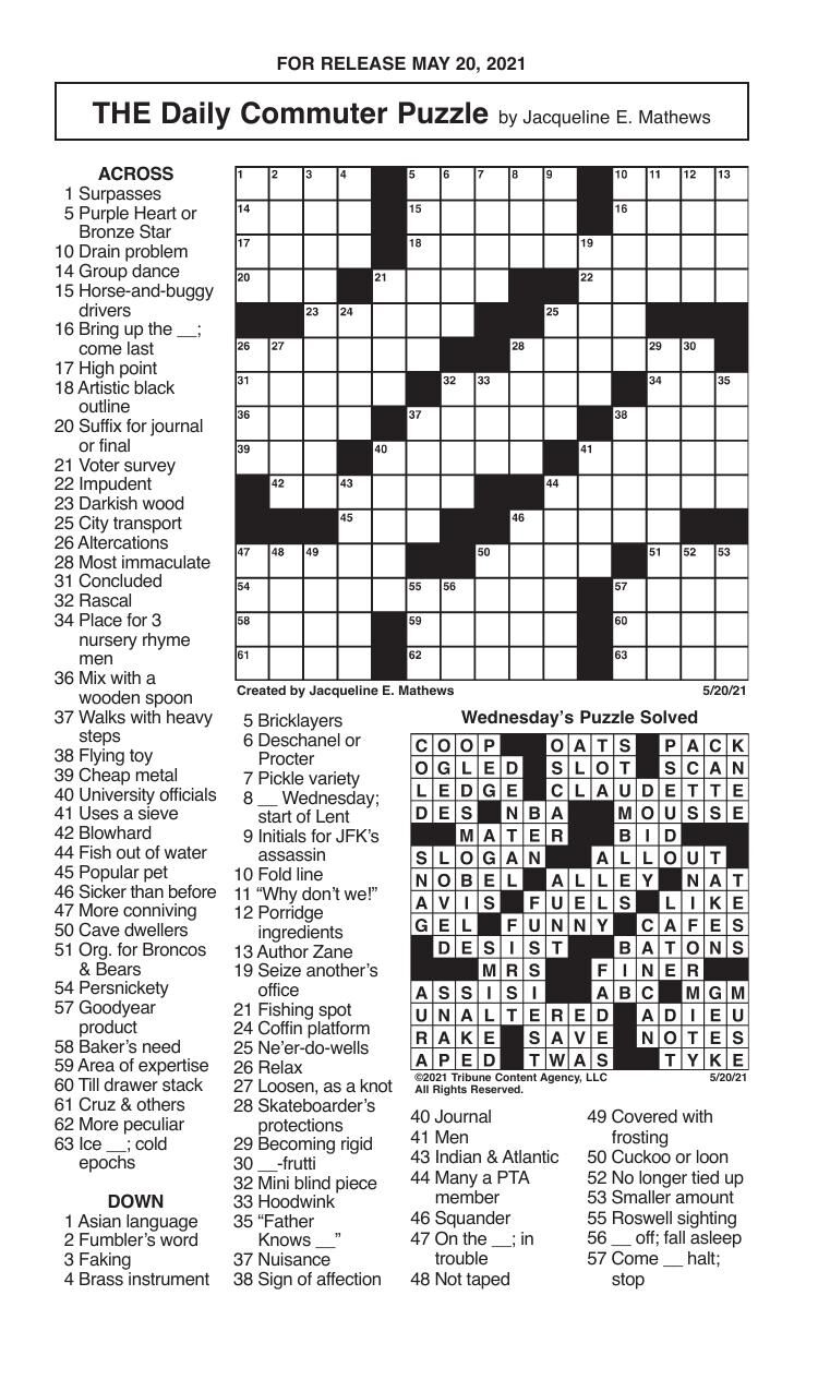 Crossword By Mathews 5 20 Messenger inquirer