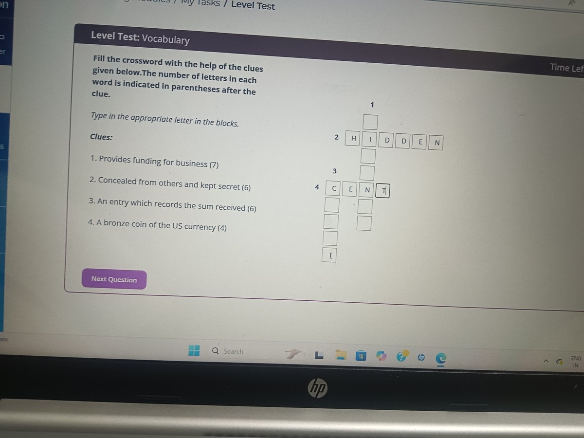 Fill The Crossword With The Help Of The Clues Given Below The Number Of 