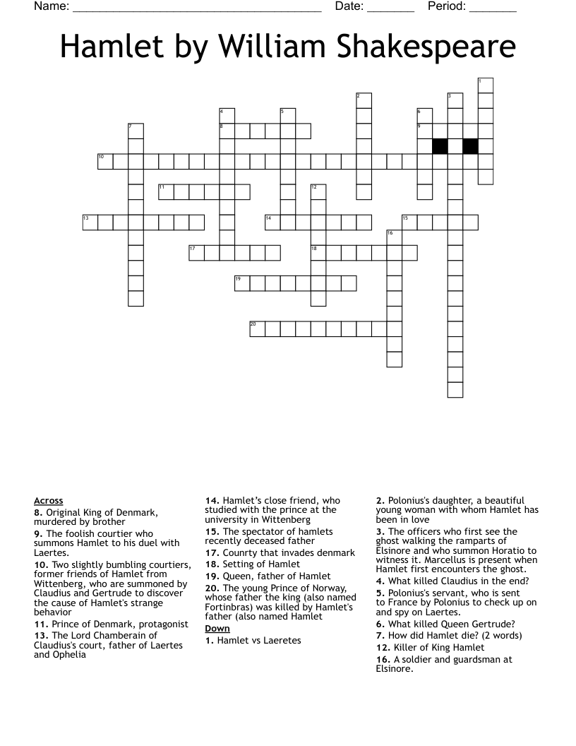 Hamlet Crossword WordMint