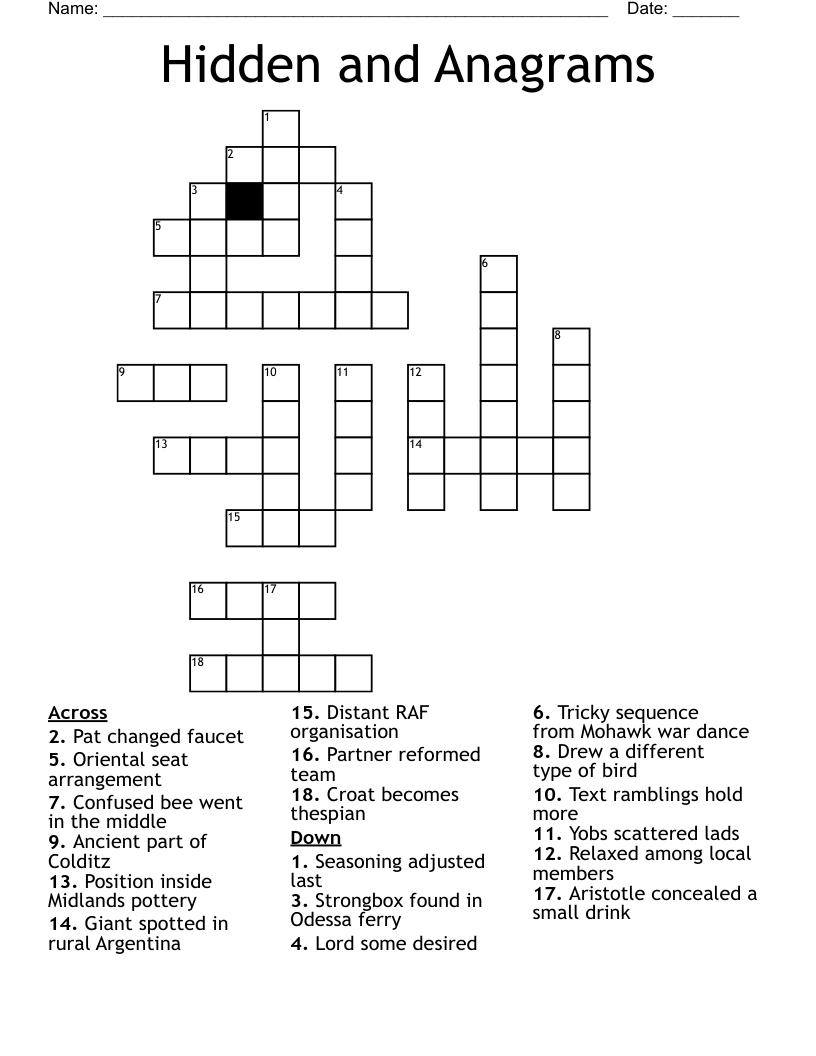 Hidden And Anagrams Crossword WordMint