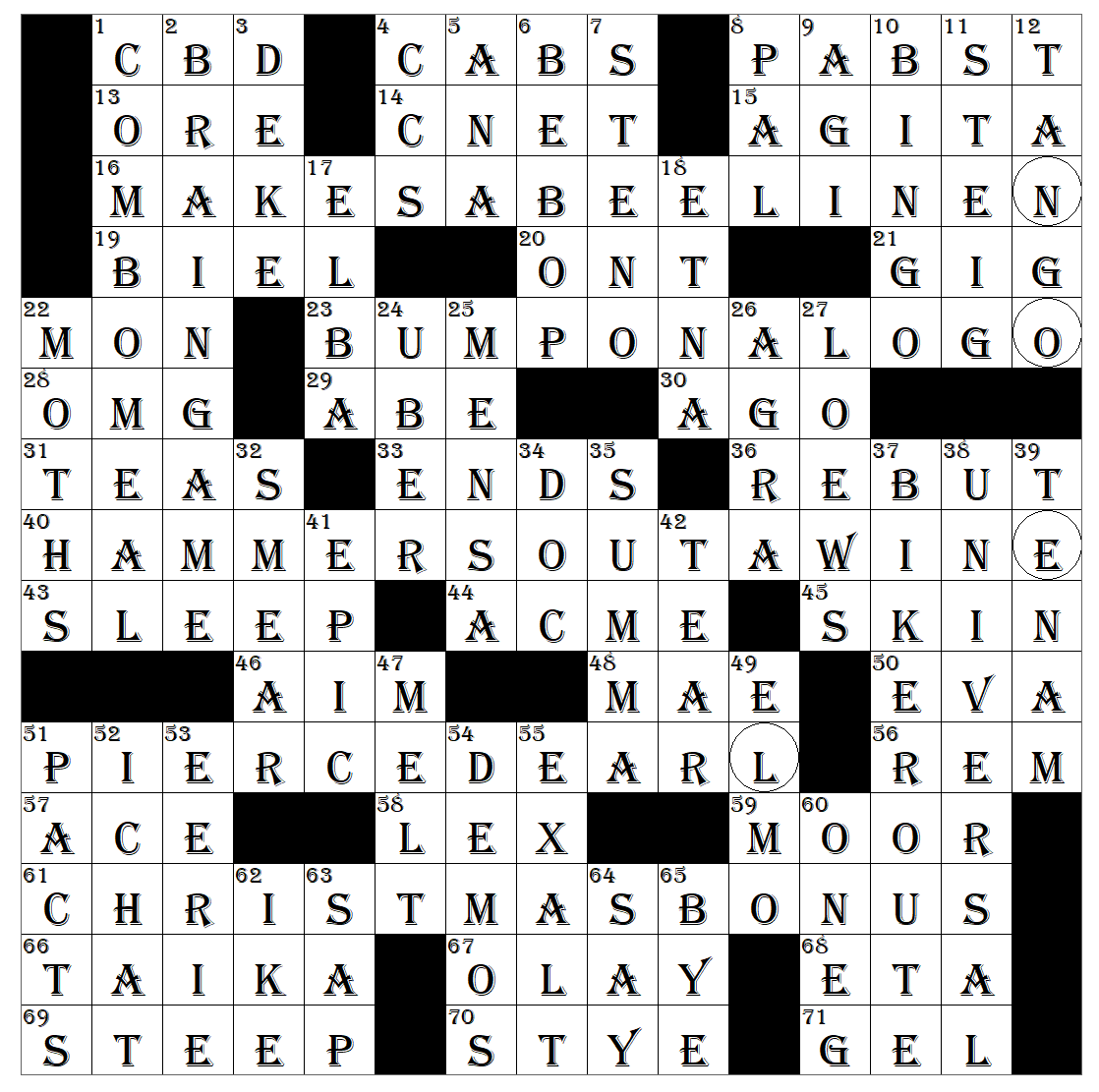 L A Times Crossword Corner Thursday December 25 2025 Katie Hale