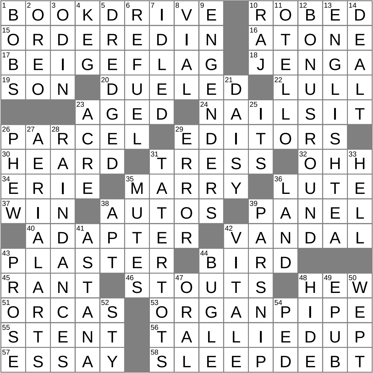 lock of hair crossword clue