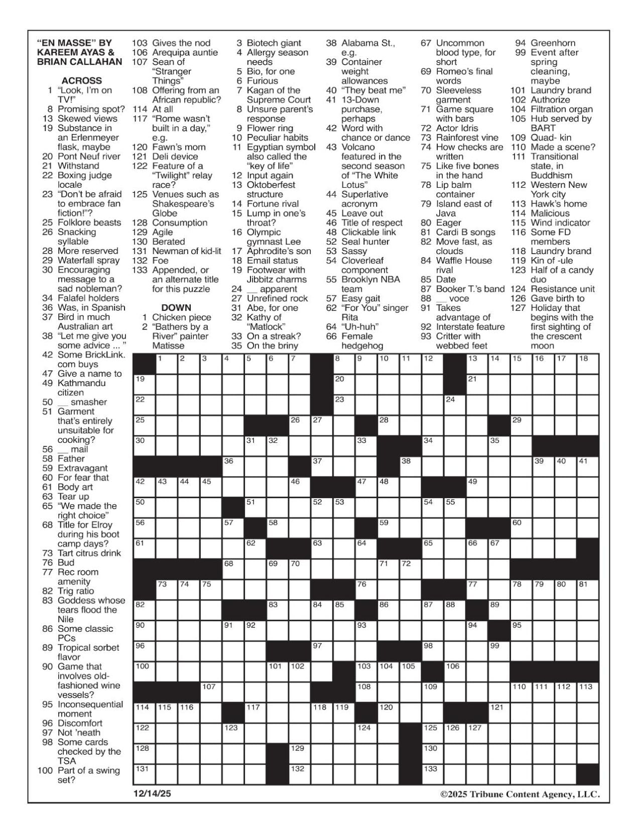 LA Times Crossword Dec 14 2025 Crosswords Yakimaherald LA Times Crossword Dec 14 2025 Crosswords Yakimaherald