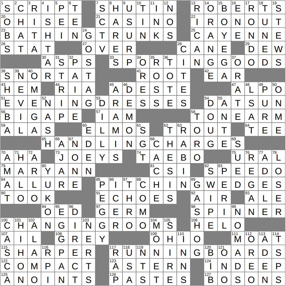 LAXCrossword Answers To The Los Angeles Times Crossword
