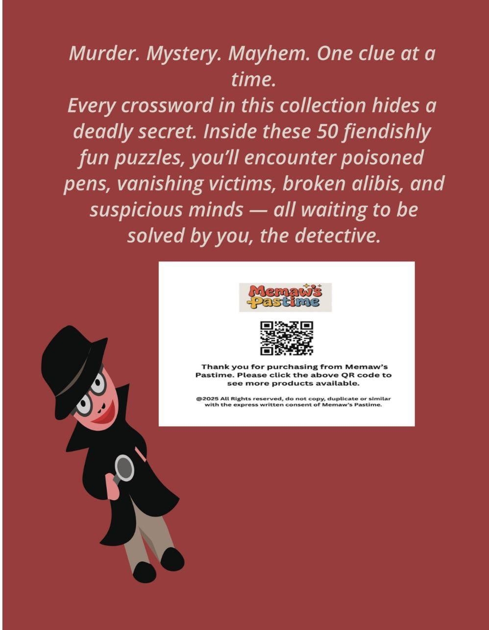 Mystery Crossword Puzzles 50 Crime themed Puzzles printable Etsy