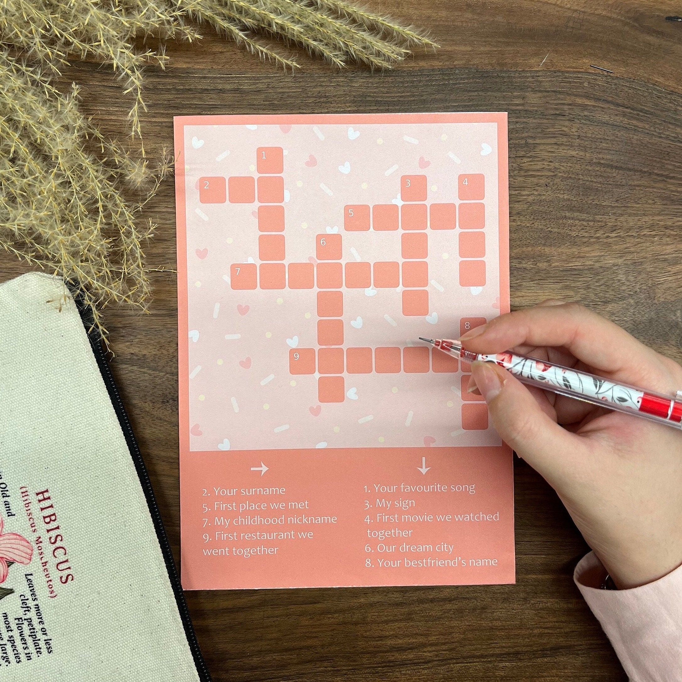 Personalized Crossword Puzzle Custom Valentine s Gift digital Print Etsy
