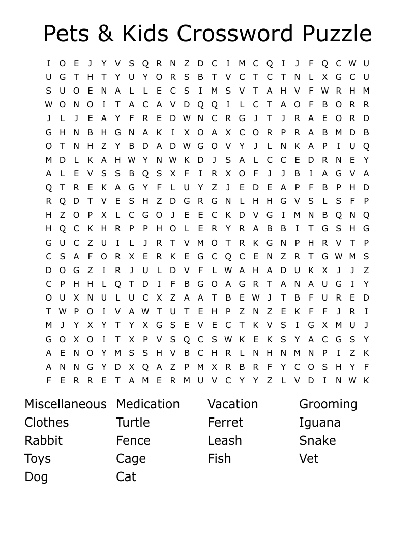 childrens crossword printable