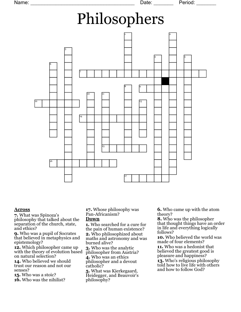 Philosophers Crossword WordMint