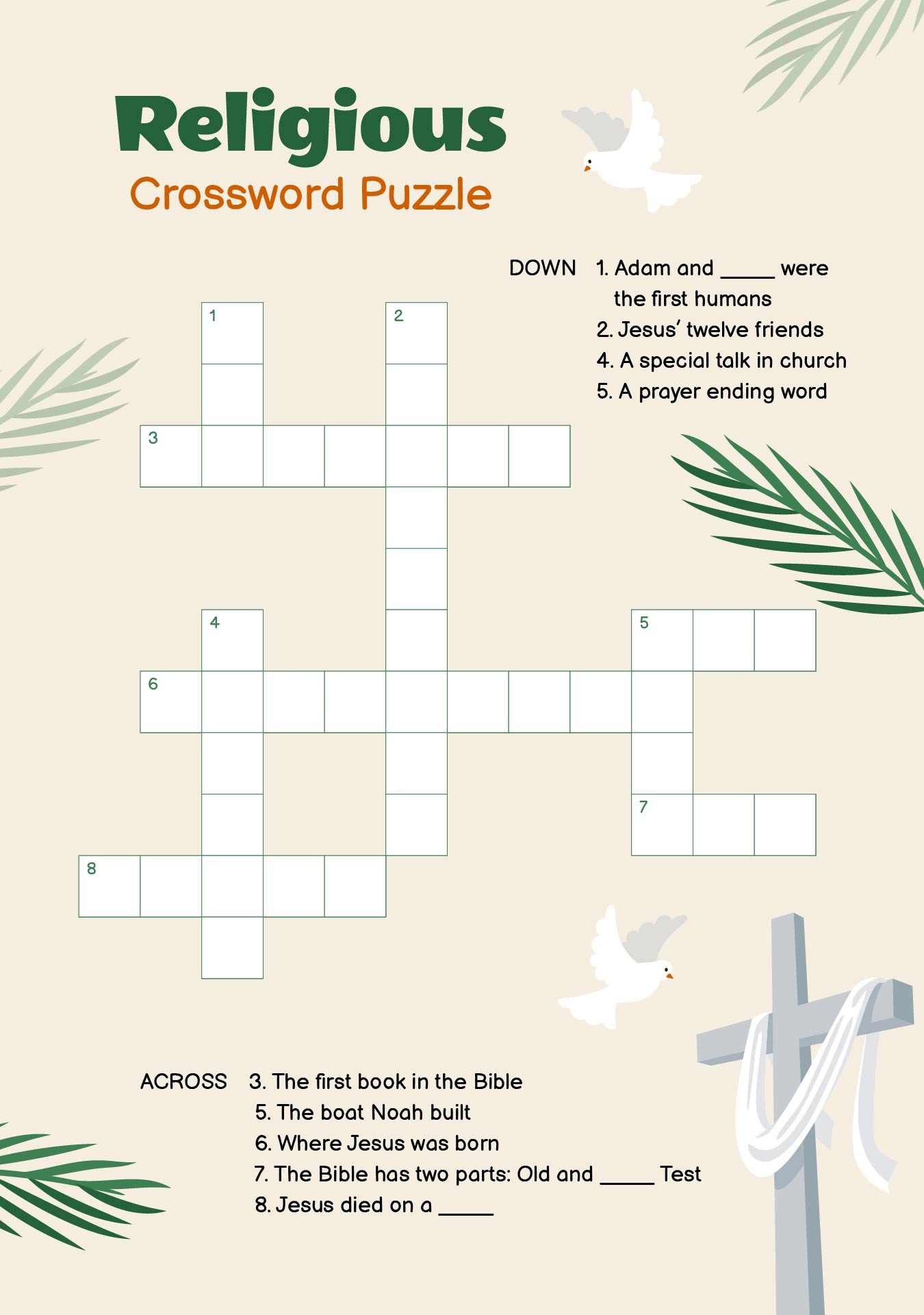 Prayer Crossword Puzzle 16 Free PDF Printables Printablee
