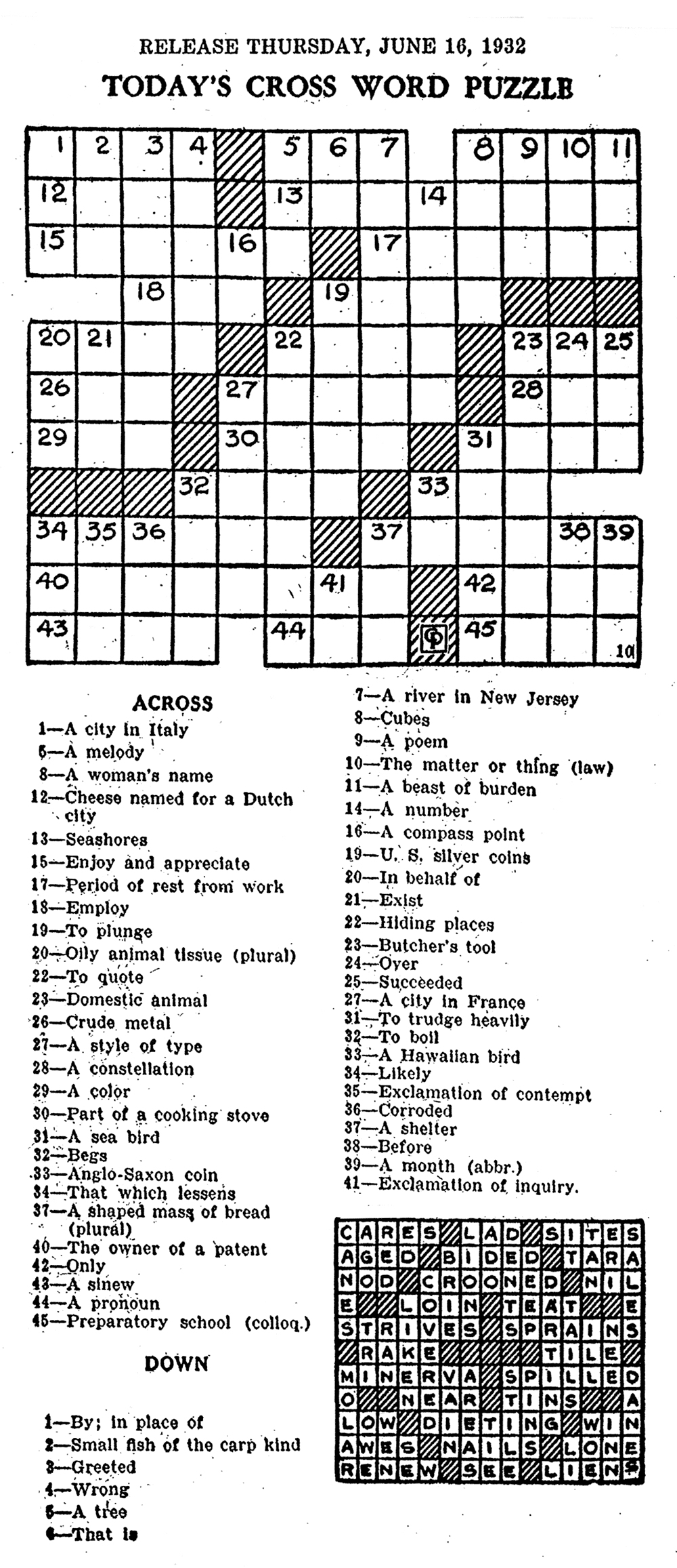 Printable Eugene Sheffer Crossword Printable Party Favors