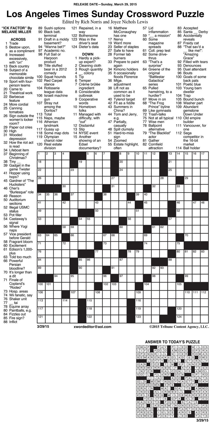 la crossword answers