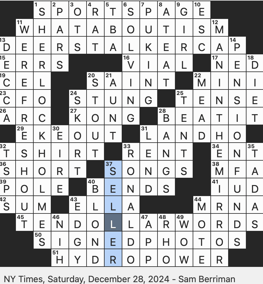 Rex Parker Does The NYT Crossword Puzzle 2024